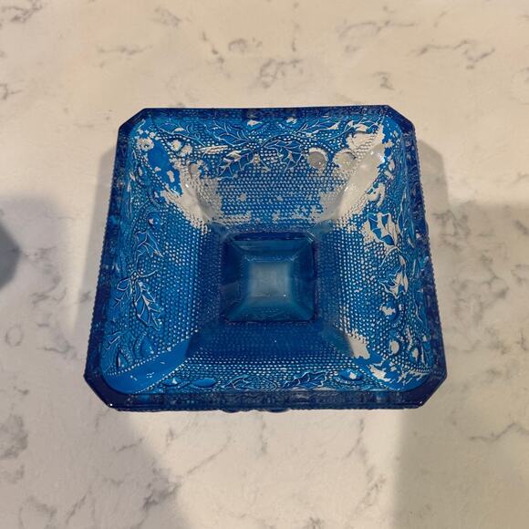 Vintage Jeanette Pressed Glass Footed Candy Dish Acorn Oak Leaf trinket dish - Picture 5 of 12